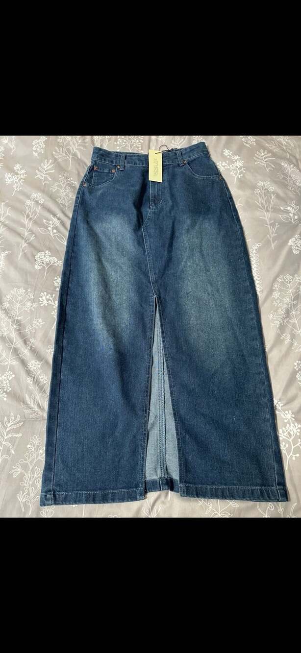 Rachel Zoe Denim Maxi Skirt Size 2 Front Slit